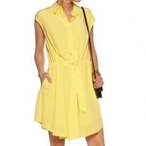 TORY BURCH Gigi Cap Sleeve Silk Shirtdress Dress Lemon Curd
